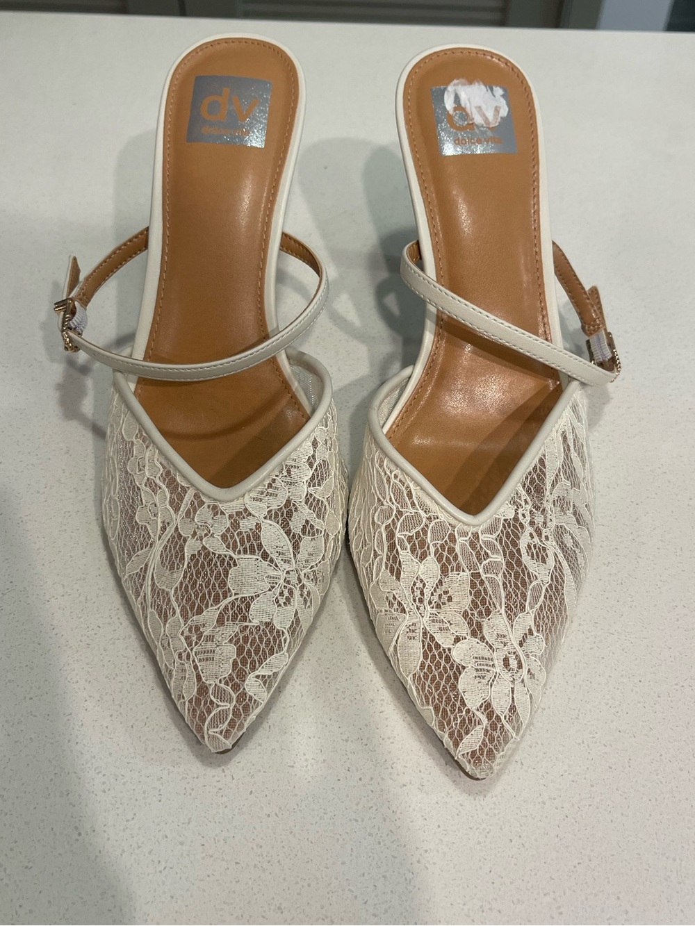 DV by Dolce Vita Cream Lace Pointed Mules with Sling Strap